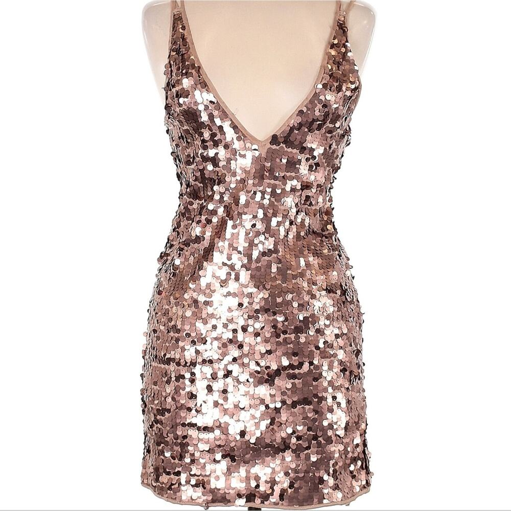 Kimchi Blue Sequin Mini Dress in Rose Gold